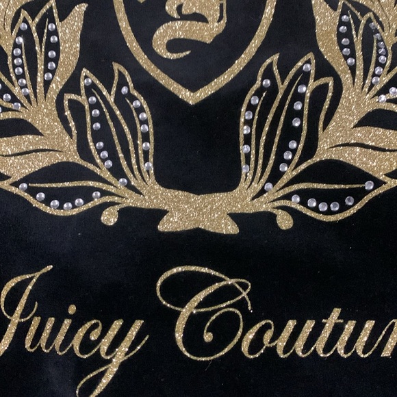 Juicy Couture Zip Front hoodie NWOT Size Large Gold sparkle Crystal Studs Black - Picture 3 of 9